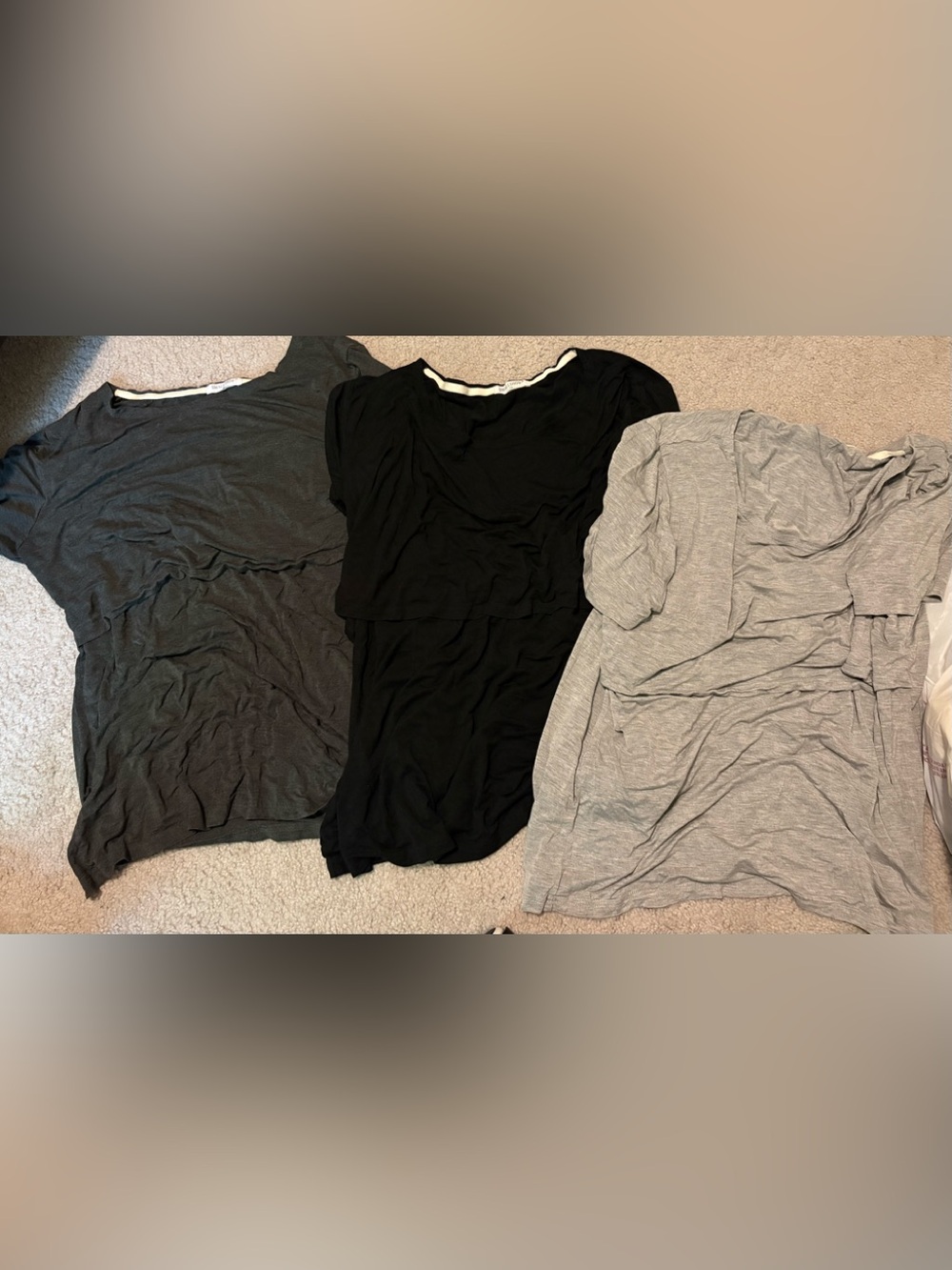 Women's Short Sleeve Nursing Tee with Layered Front - Black